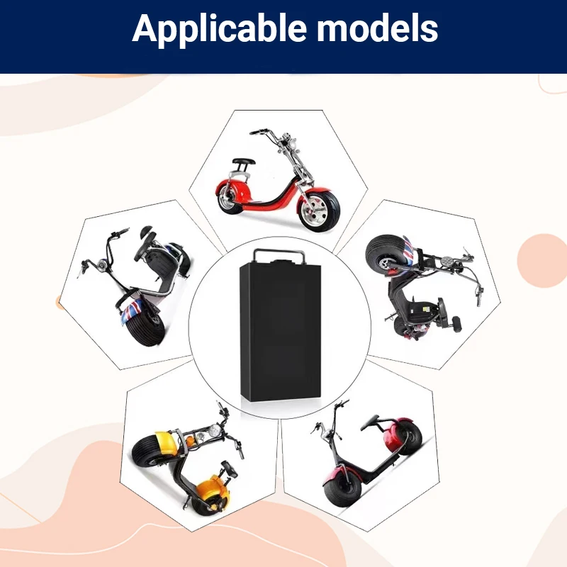 Original 60V 20/30/40Ah 67.2V Electric Motorcycle Waterproof 18650 Lithium  Battery CELL 1800W Use for Citycoco Scooter Bicycle