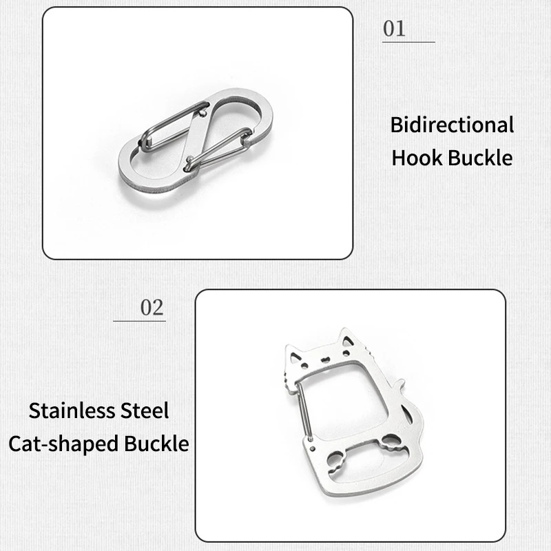 Stainless Steel Cat Shape Key Chain for Outdoor Camping Backpack Hanging  Keyrings  Portable Creative Hook S-hook Camping  Toool