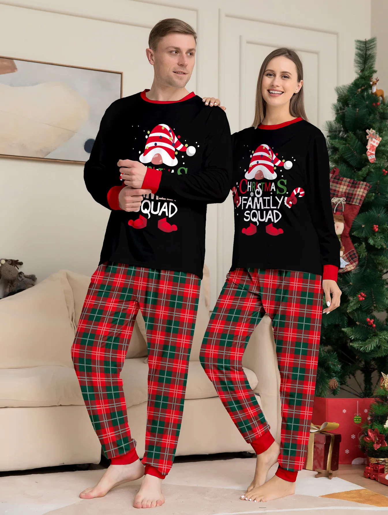 Christmas Family Outfit Mom Daughter Dad Son Family Matching Pyjamas Set Soft long sleeved pyjamas Cute baby and dog jumpsuit 2