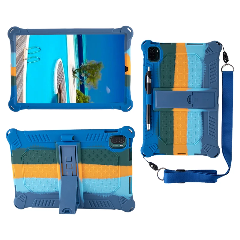 Shockproof Silicone Tablet Stand Cover with Soft Case and Shoulder Straps