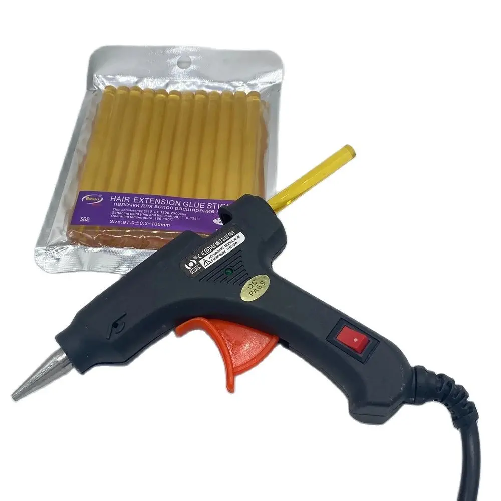 24 PCS diameter 7 x 100 mm Hair Extension Glue Sticks Hot Melt Glue Stick for hair extension 3 colors Black Yellow Brown hair extension glue hair extension glue stick