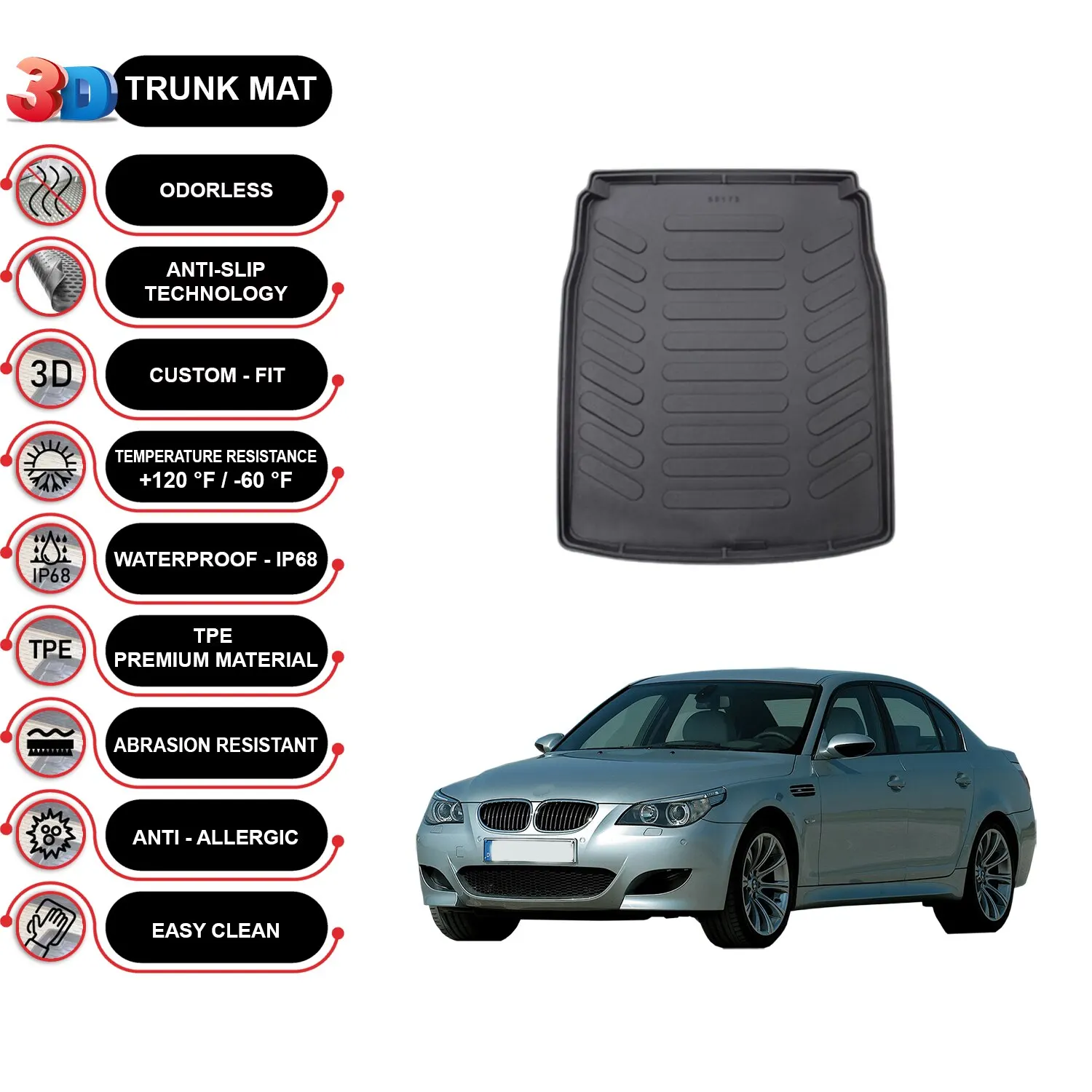 

BMW 5 E60 2003-2010 Cargo Liner Rear Trunk Floor Mat
