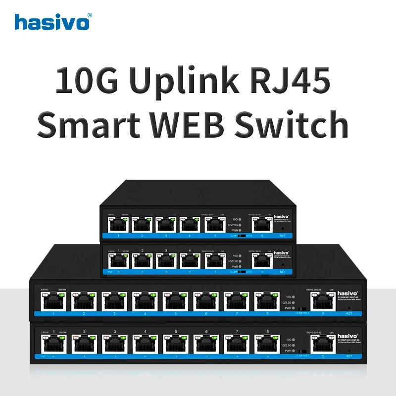 Interruptor PoE de 4 u 8 puertos gestionado por la Web, 2,5gps, sin interruptor PoE, 2x10Gps, RJ45, enlace ascendente