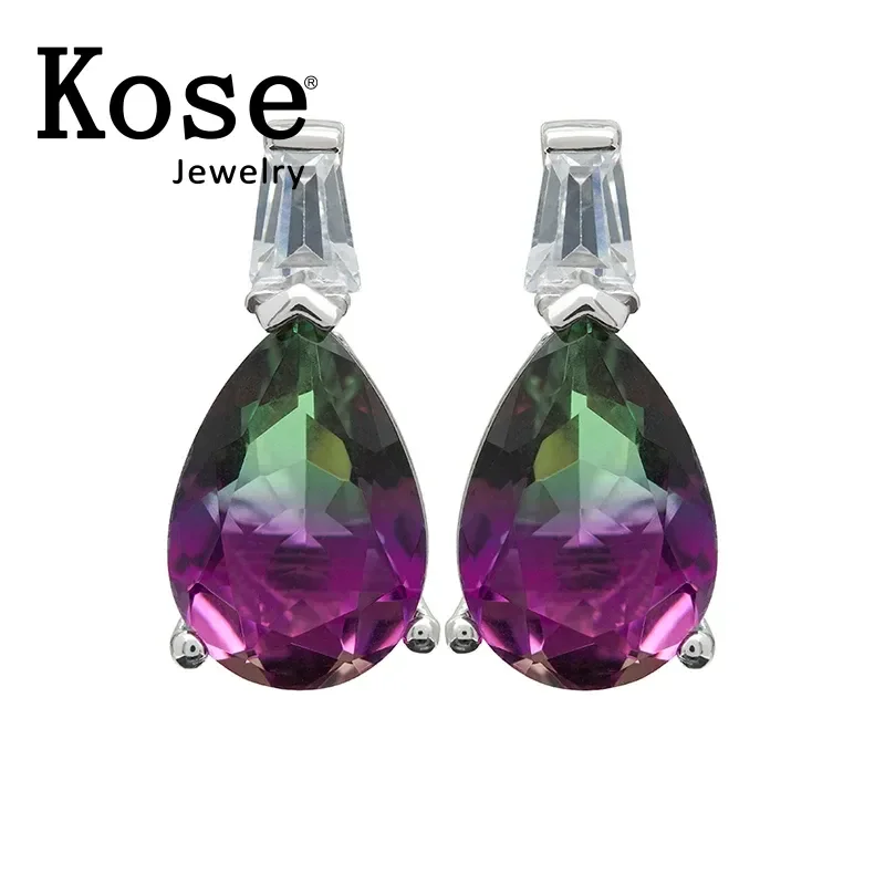 

TKJ 925 Sterling Silver Tourmaline Luxury Purple Gemstone Drop Earrings for Women Party Jewellery Birthday Gift