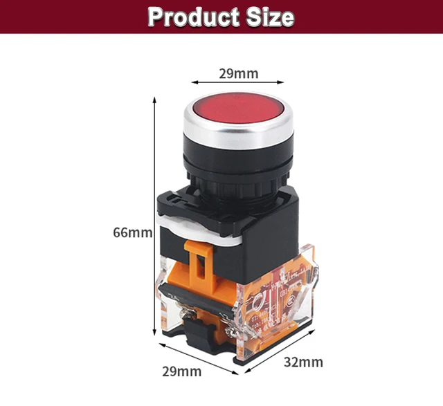 Button Switch LA38-11 Laser Mechanical parts For CO2 Laser Machine Flat head Push button switch 1NO 1NC Momentary Push button 4