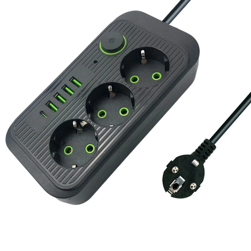 Plug ue - UE - Multiprise 2500W, 6 prises ue, 4 Ports de charge USB, prise  plate, rallonge de 2M pour ordinat