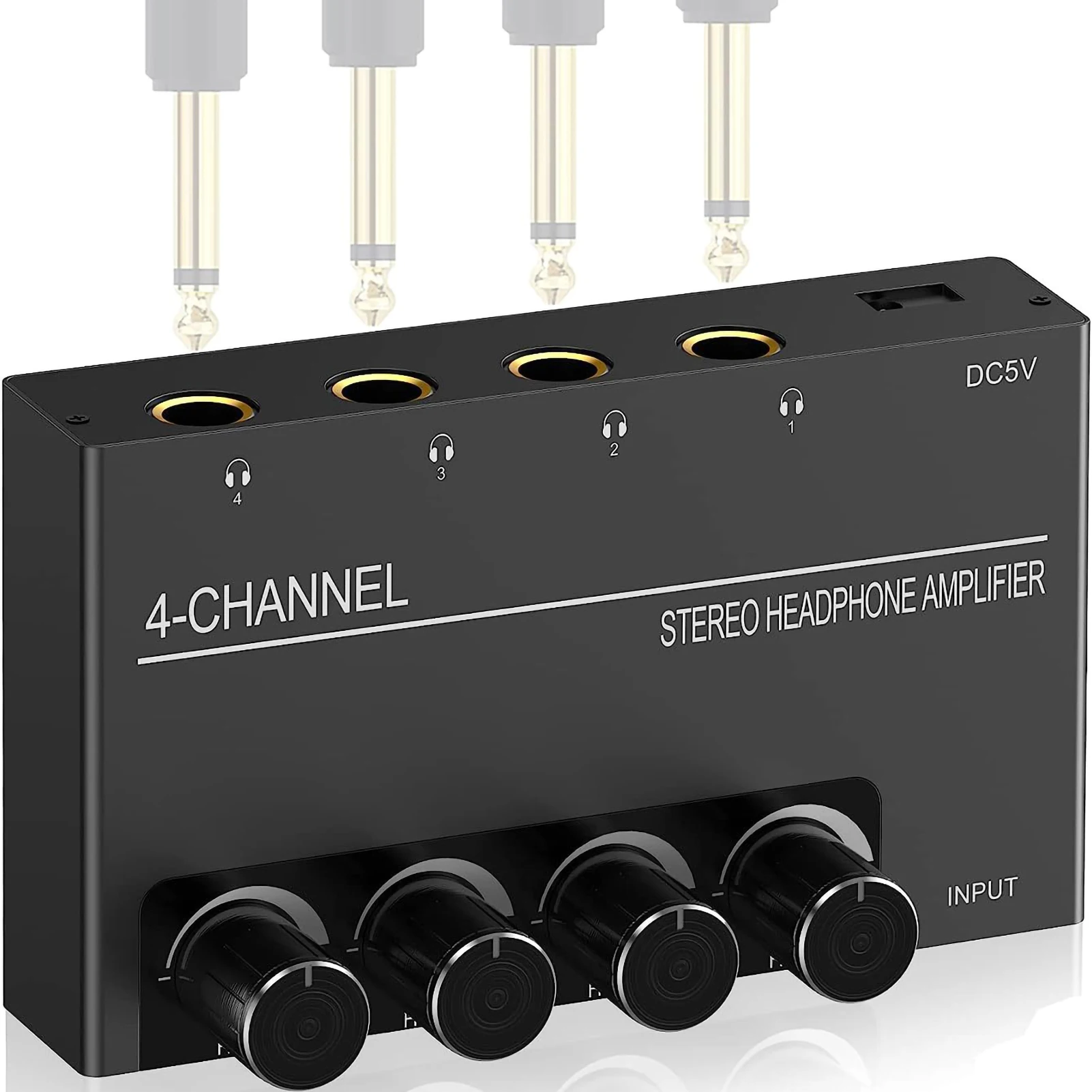 

Усилитель для наушников, 4-канальный металлический стерео аудио усилитель, мини-разветвитель для наушников, выход для наушников TRS и аудиовход TRS