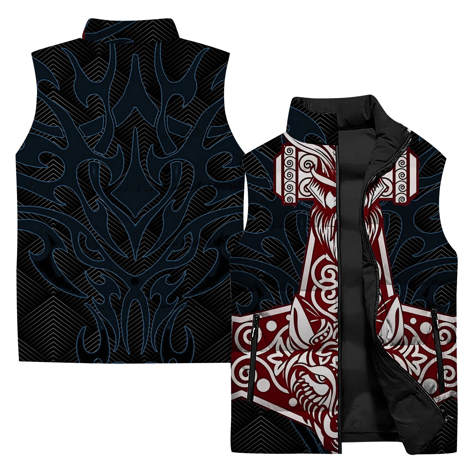 thumbnail image 1 of Chaleco estampado de moda de invierno, chaleco de viento frío para hombres, ropa de hombre gruesa y de algodón, chalecos cómodos y cálidos, chaquetas de trabajo, 1 of 5