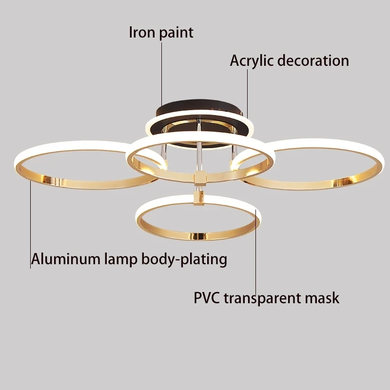 

Gold/Chrome Plating Modern Led Chandeleir For Living Room Bedroom Ring Dining Room Kitchen Ceiling Chandeleirs Fixtures