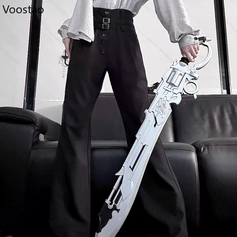 Victorian Gothic Knight Flared Pants Spring Women's Vintage Black Slim High Waist Trousers Harajuku Unisex Casual Prince Pants