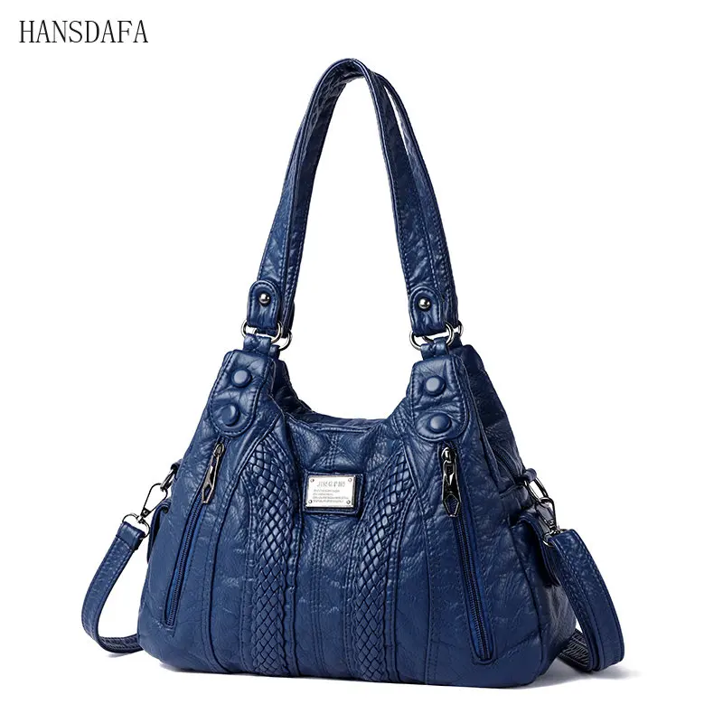 

2023 Luxury Soft Washed Pu Leather Shoulder Crossbody Bag for Women Fashion Ladies Purses and Handbags Female Travel Totes Sac