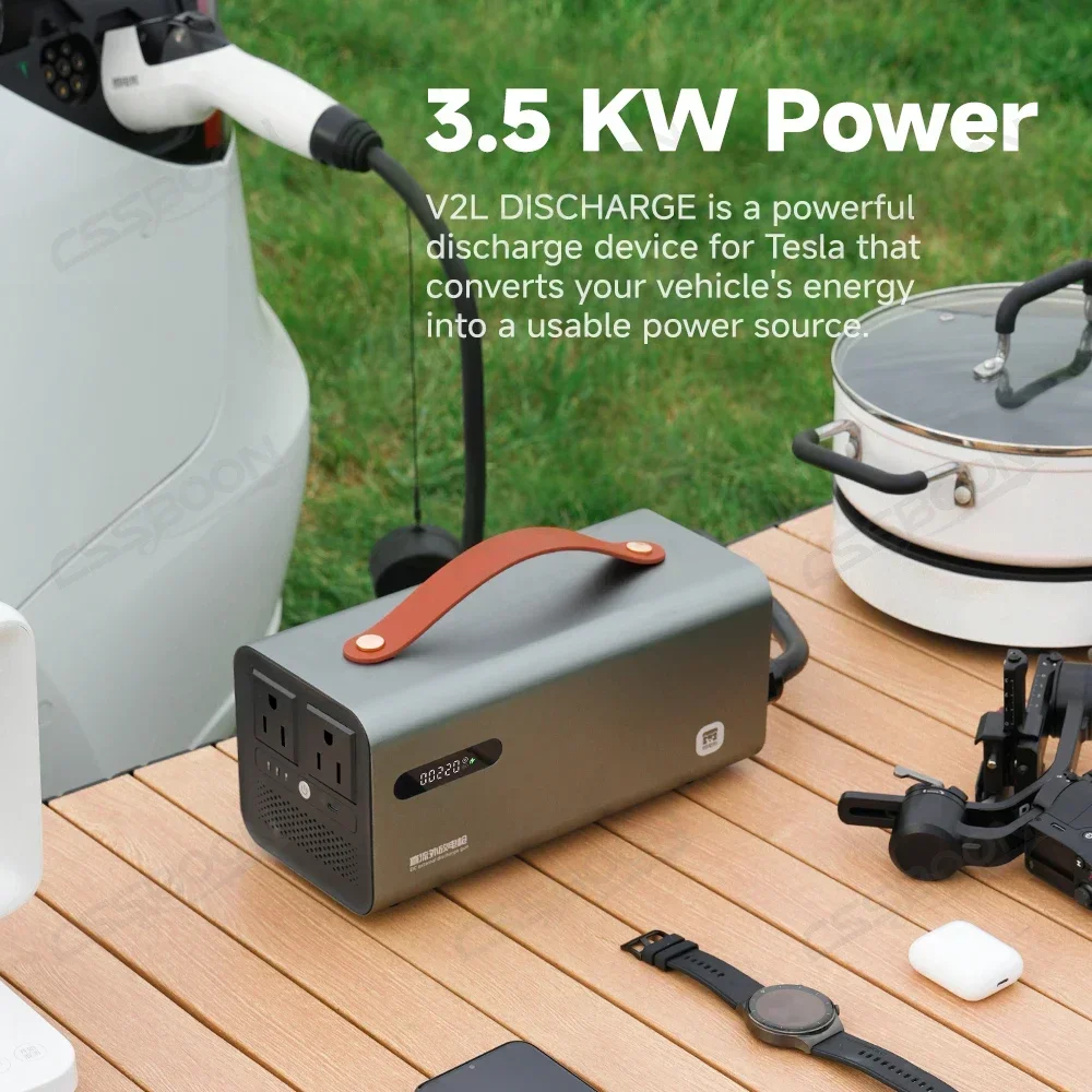 Everything Is Solar V2L Discharger Gun for Tesla Model S 3 X Y Car Inverter NACS CCS2 AC 110V-120V Portable Power Conversion Socket - Image 4