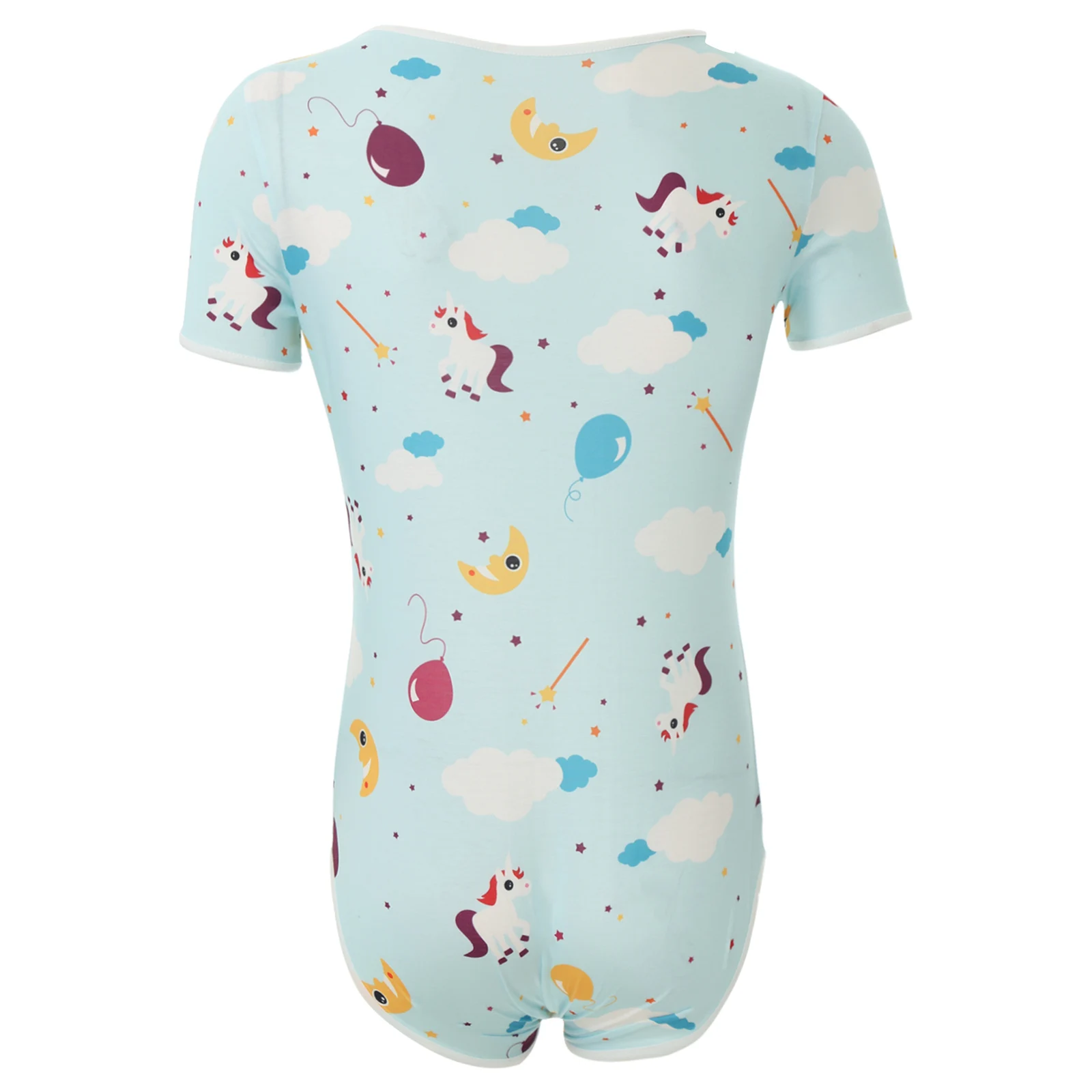Sexy Mens Short Sleeve Buttoned Crotch Diaper Rompers Pajama Cute Cartoon Print Sissy Bodysuit Sleepwear Swimwear Bathing Suit men bodysuits men jumpsuits men lingerie