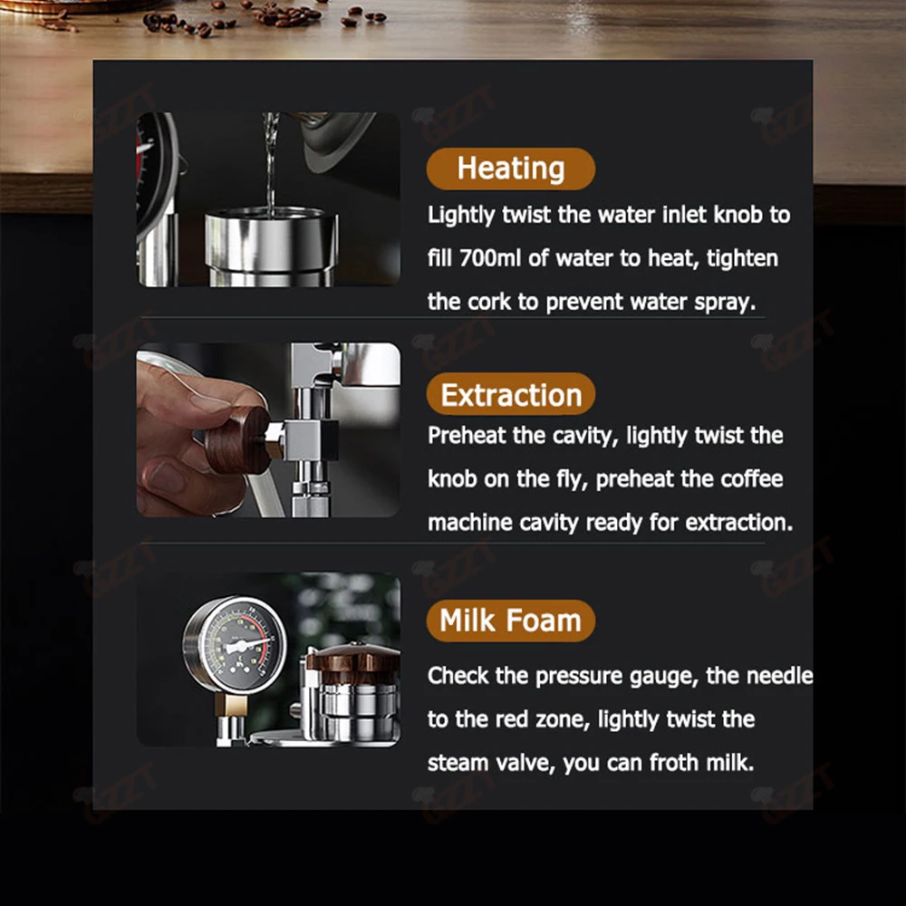 GZZT CMF700 Milk Frother Steamer High Pressure Dry Steam Coffee Milk Foamer for Espresso Requires 1500W Supply 1-5 Holes 4