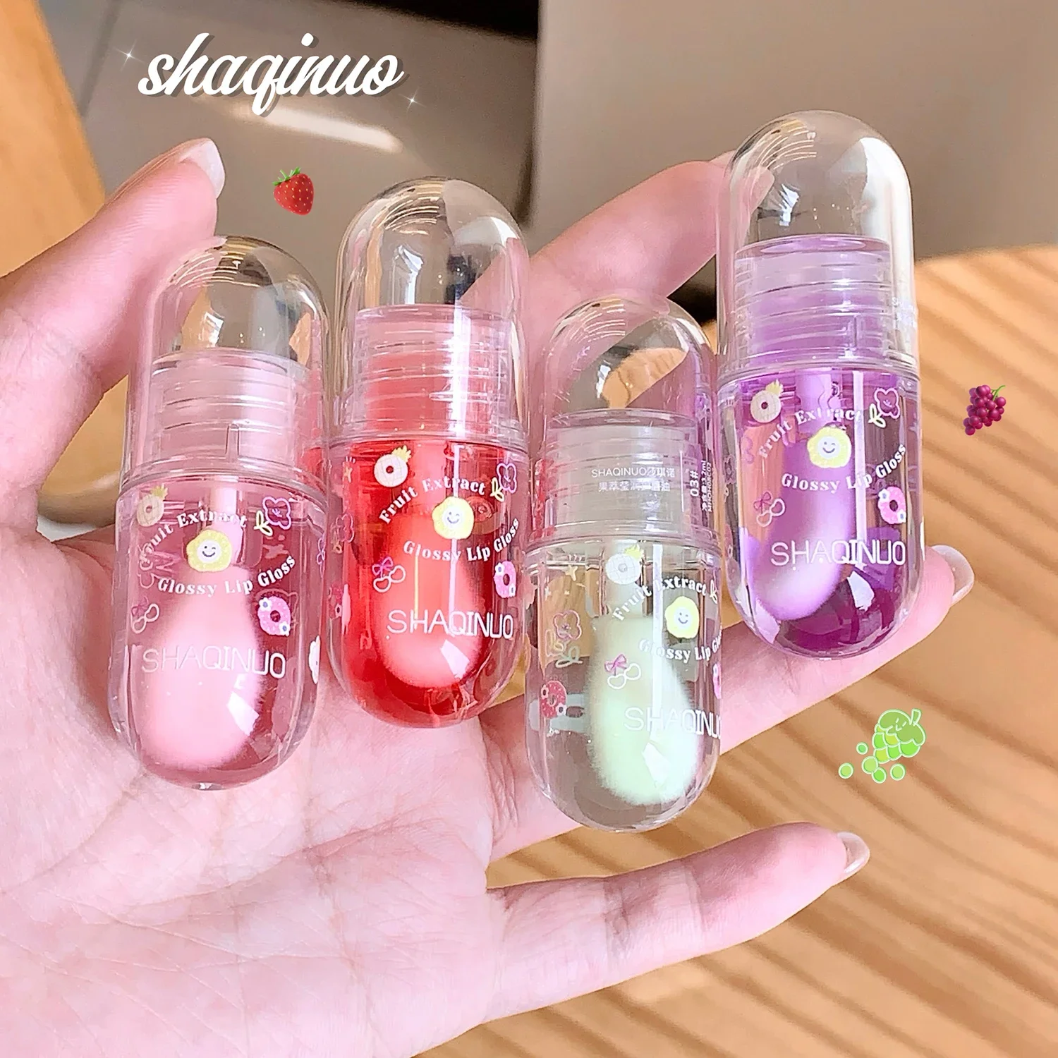 Moisturizing Fruit Lip Oil Transparent Jelly Water Light Lip Gloss Korean Sexy Clear Lips Tint Plumping Korean Care Makeup