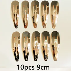 Elegant Waterdrop Shape Hair Clips Set - Silver, Gold & Black Alloy Barrettes (9cm gold 10pcs)