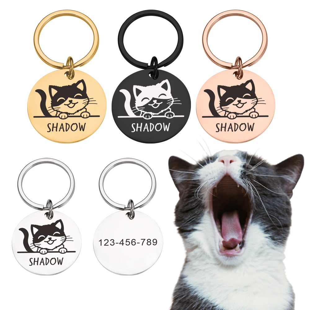 

Персонализированная идентификационная бирка для кошек, табличка с именами для собак и котят, идентификационная табличка под заказ
