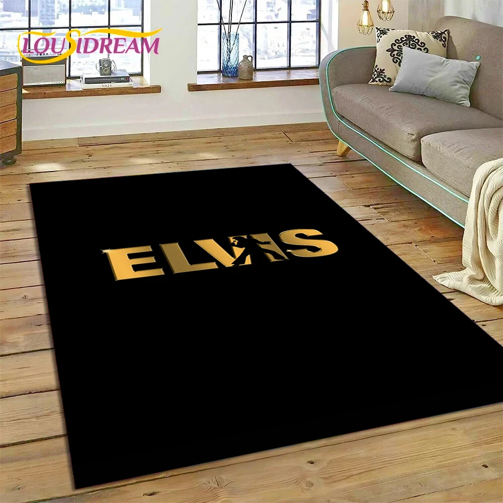 3D Retro E-Elvis Presley Star Carpet Rug for Bedroom Living Room