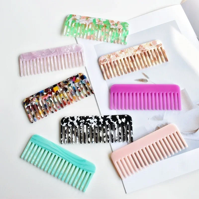 Wide Teeth Acetate Hair Combs Anti-static Massage Hair Brush Hairdressing Colorful Hairdress Salon Styling Traveling Accessories 2