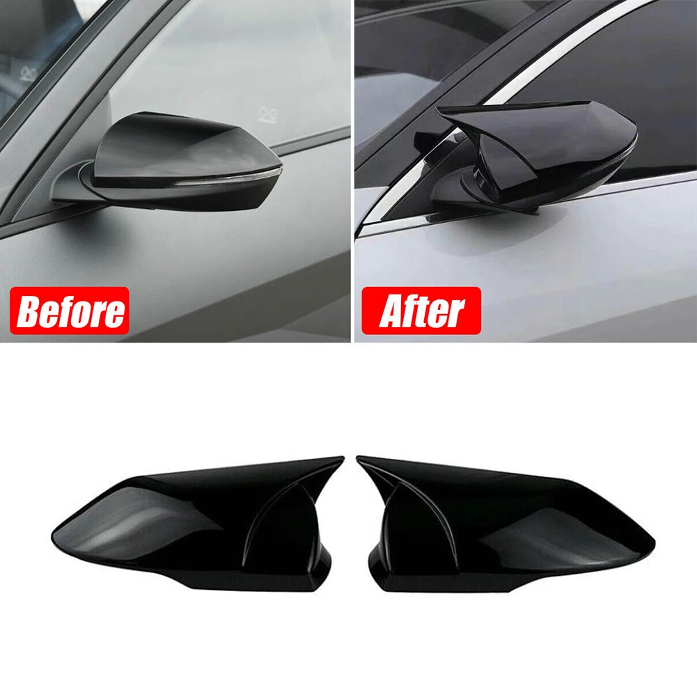 

1 Pair Car Exterior Left+Right Rear View Mirror Trim Cover For Hyundai Elantra 2021-2022 Glossy Black Rearview Mirror Covers