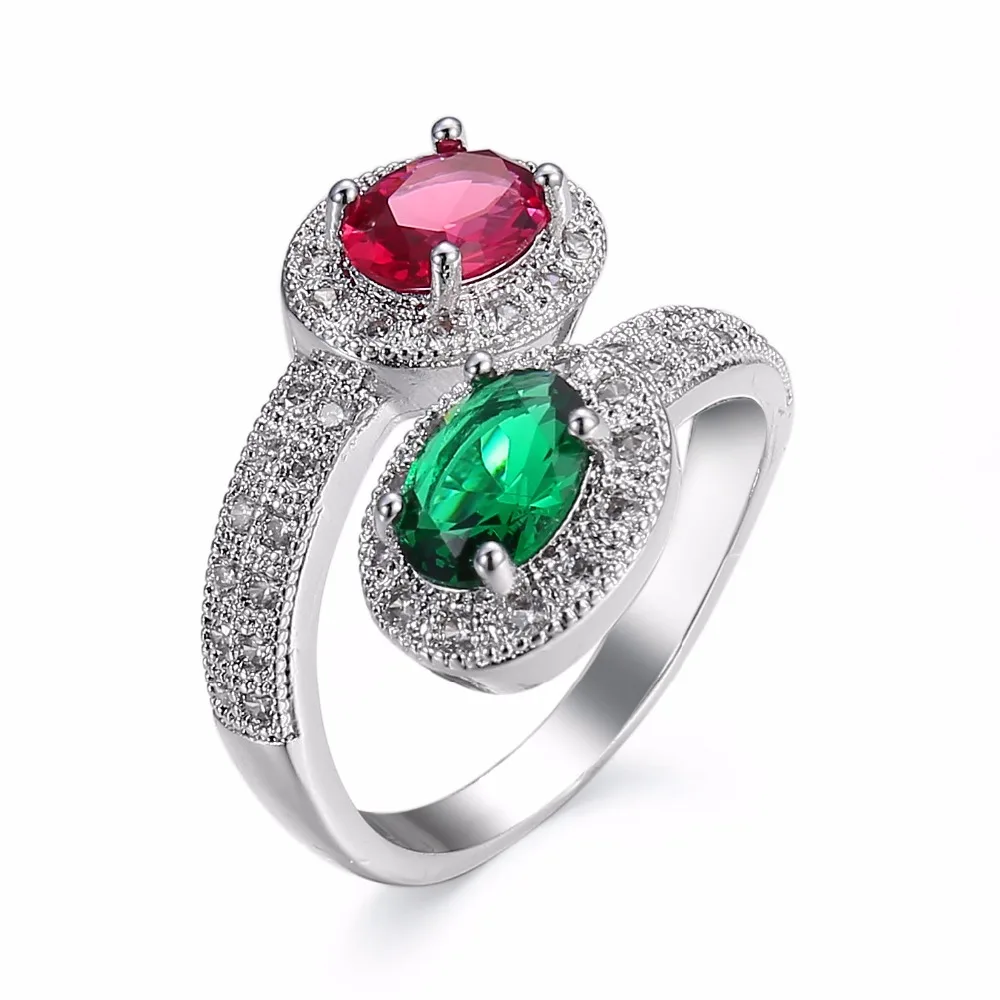 Wedding Rings Silver Rings Unique Vintage Retro Design Soild 925 Sterling Silver Ring Female Wedding AAA Colorful Cubic Zircon Bijouterie Jewelry