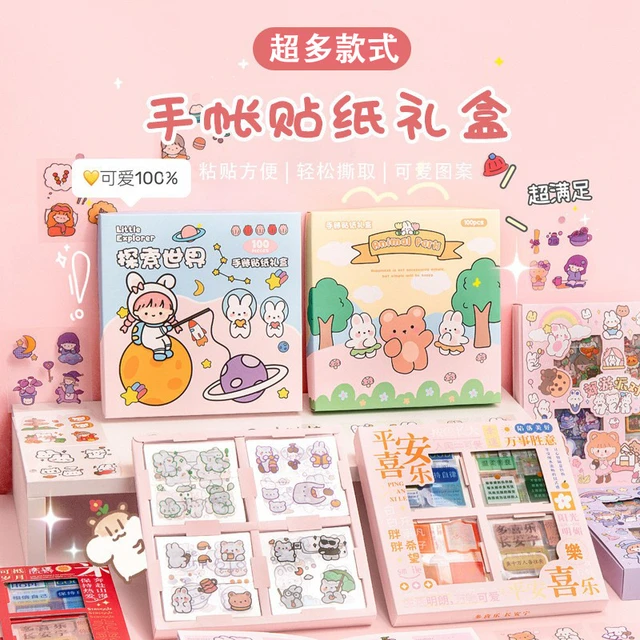 Kawaii Stickers Girl Pink Cartoon Pattern PET Photo Album DIY Diary Sticker  Scrapbook Decoration Stationery Stickers