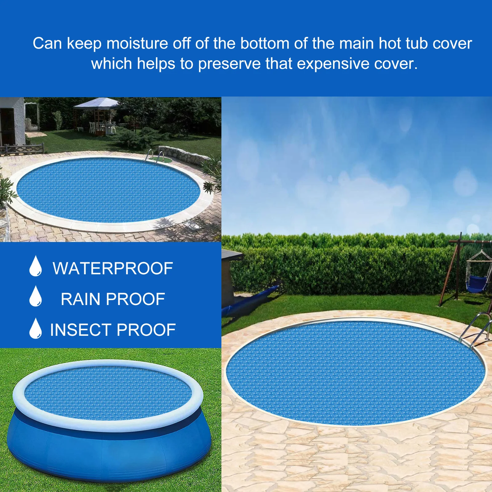 Swimming Pool Cover Round Solar Summer Waterproof Pool Tub Dust Outdoor Foldable Tarpaulin Bubble Blanket swimming pool cover
