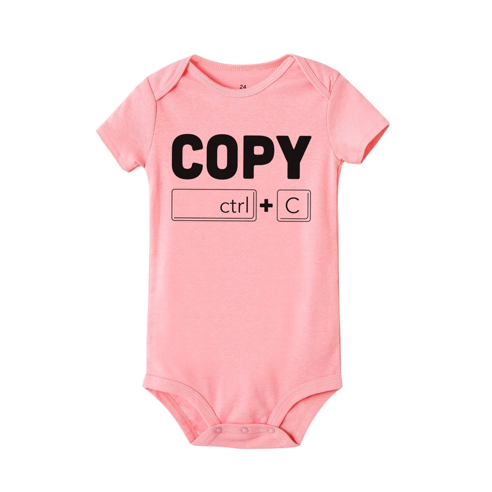 Copy Paste Twin Newborn Toddler Jumpsuit Ctrl+c Ctrl+v Print Funny Baby Clothes Boy Girl Short Sleeve Romper Infant Shower Gift 4