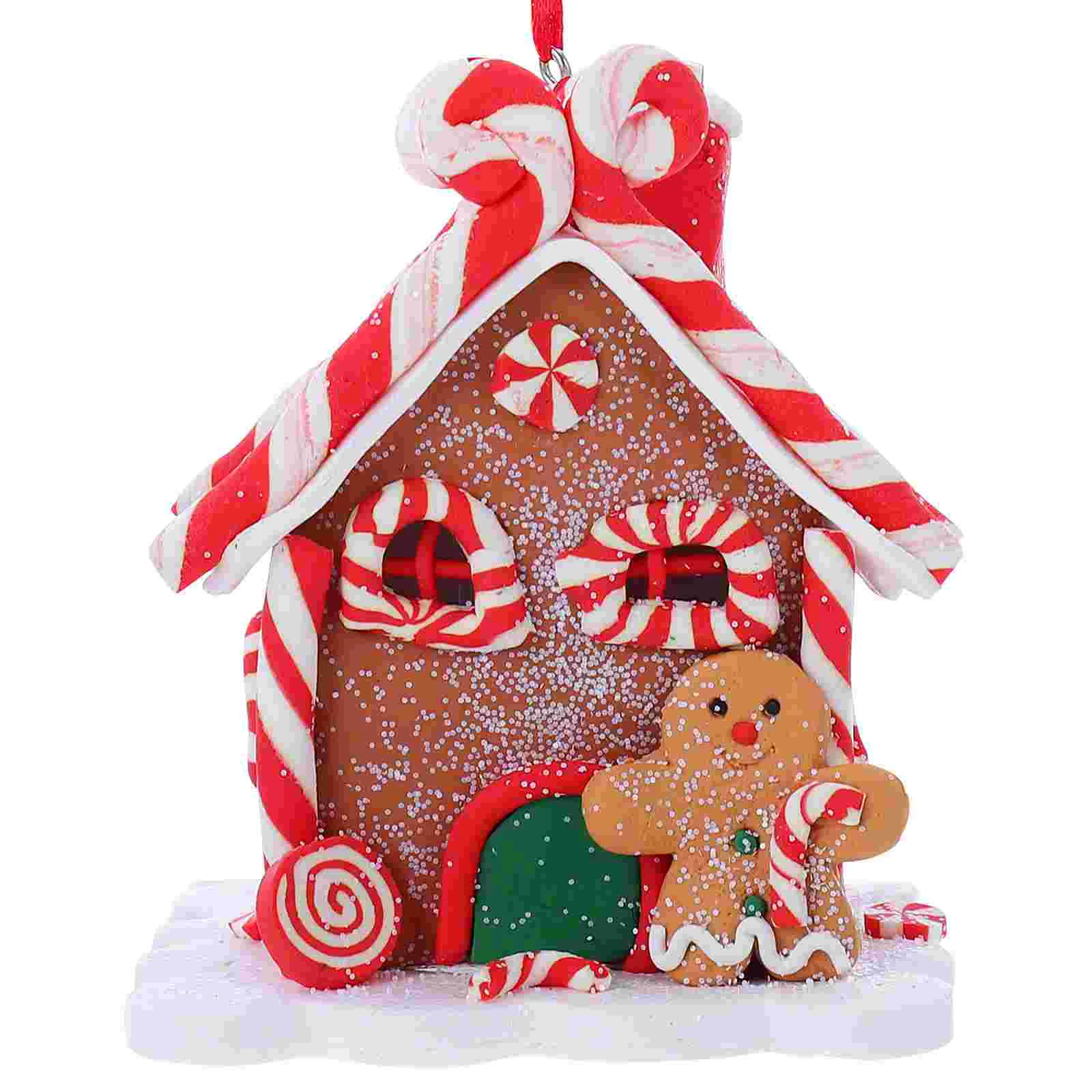 

Polymer Clay Christmas House Hanging Pendant Xmas Tree Festival Scene Party Decoration With Natale Navidad Noel Random