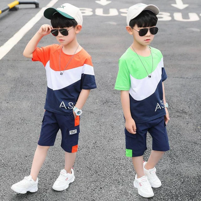 New Baby Boys Sets Children's Clothing Suit Summer Color Matching  Short-sleeved T Shirt +pant 2pc Sports Set 4-6 8 10 12 Ages - AliExpress