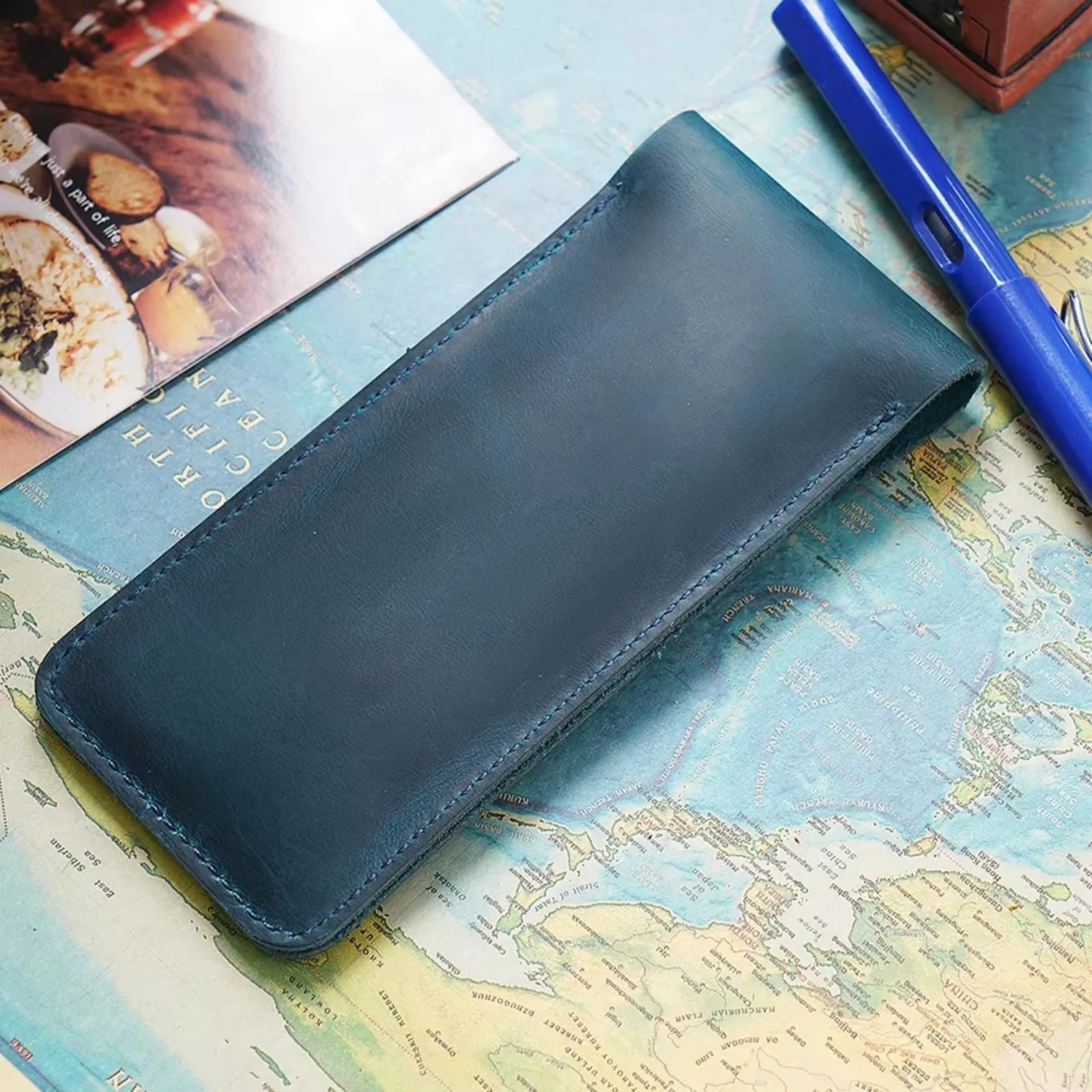 Premium Leather Pen Holder Pencil Case Retro Genuine Cowhide Pen Bag Pencil Pouch Durable Sleek Leather Single Pen Sleeve 6