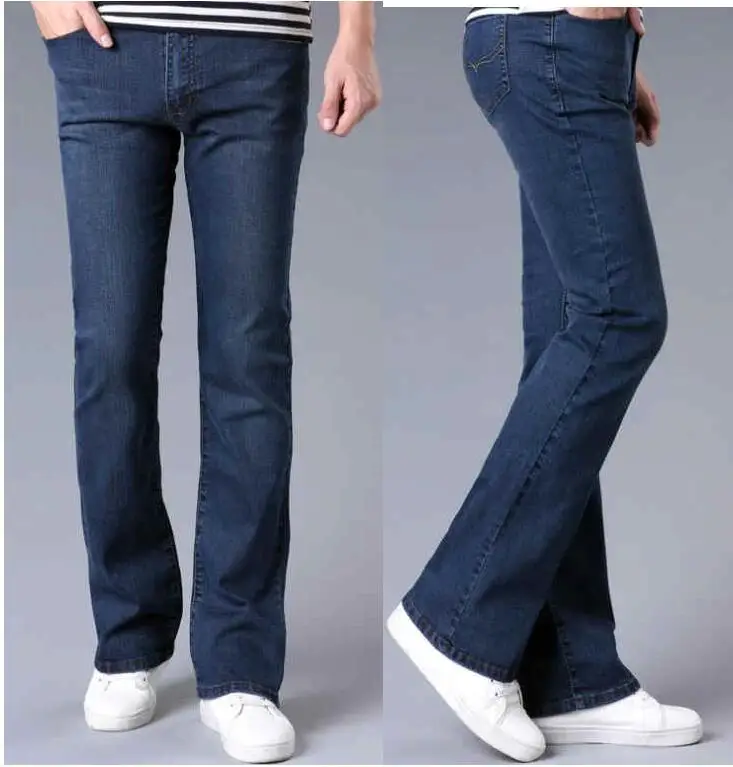 Men's Retro Flare Jeans Pants, Bell Bottom, Loose, Classic, Comfortable, Boot Cut Denim Trousers