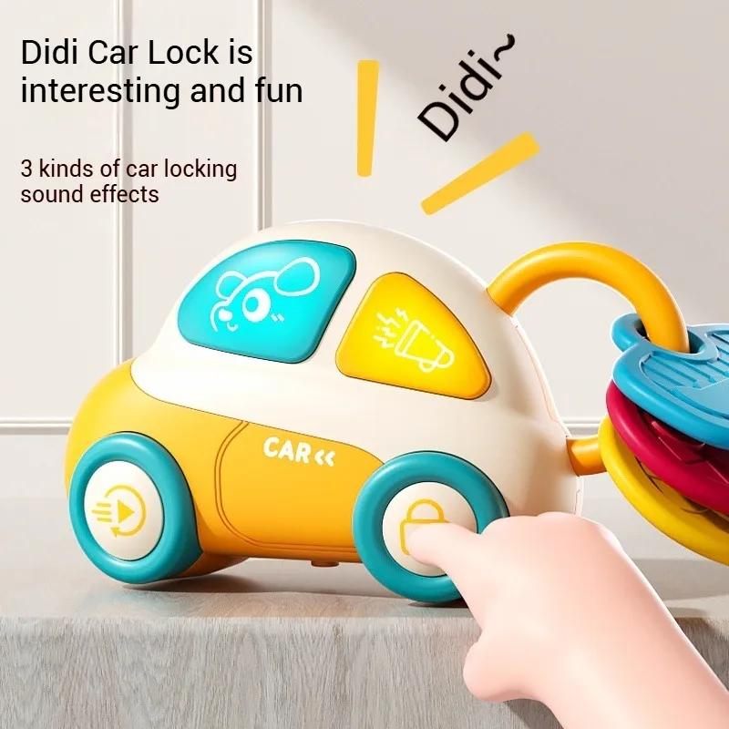 Baby Teething Toys With Music & Light Montessori Sensory Car Key Teether Teething Relief Silicone Chew Toy for Infant Baby Boys - 4