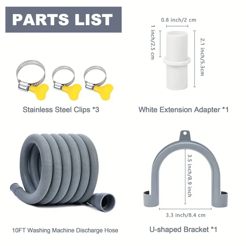 Washing Machine Drain Hose Flexible Dishwasher Drain Hose Extension Kits Corrugated Washer Discharge Hose 1.5 Meter 2.5 Meter 5