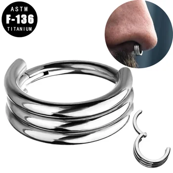 ASTM F136 티타늄 코 링, 중격 피어싱 힌지 세그먼트 후프 링, 트리플 레이어 후프, 귀 연골 이주 귀걸이