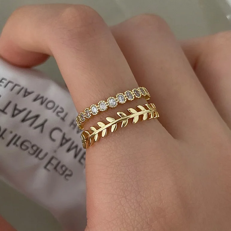 PONYKISS 925 فضة يترك الزركون خواتم مستديرة للنساء...