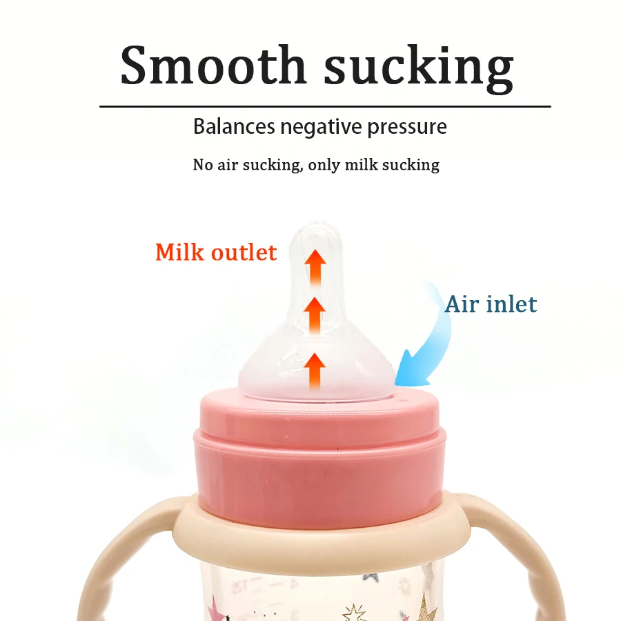 330ml star pattern baby bottle, bite-resistant, anti-flatulence PP bottle, large-capacity bottle for babies over 6 months old 4