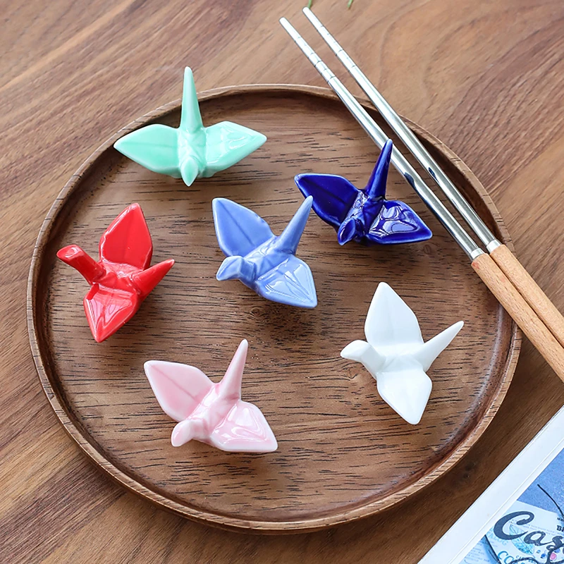 Ceramic Paper Crane Chopstick Rest Holder Gift