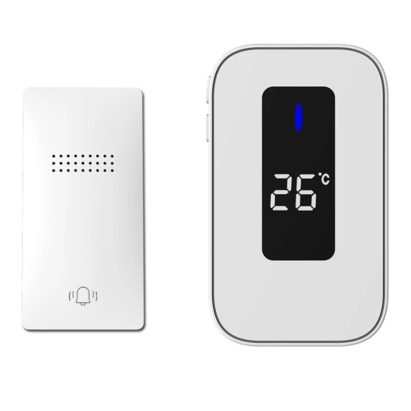 Promotion! Wireless Doorbell Waterproof Self-Powered 38-Song Doorbell Set Home Outdoor With Temperature Display