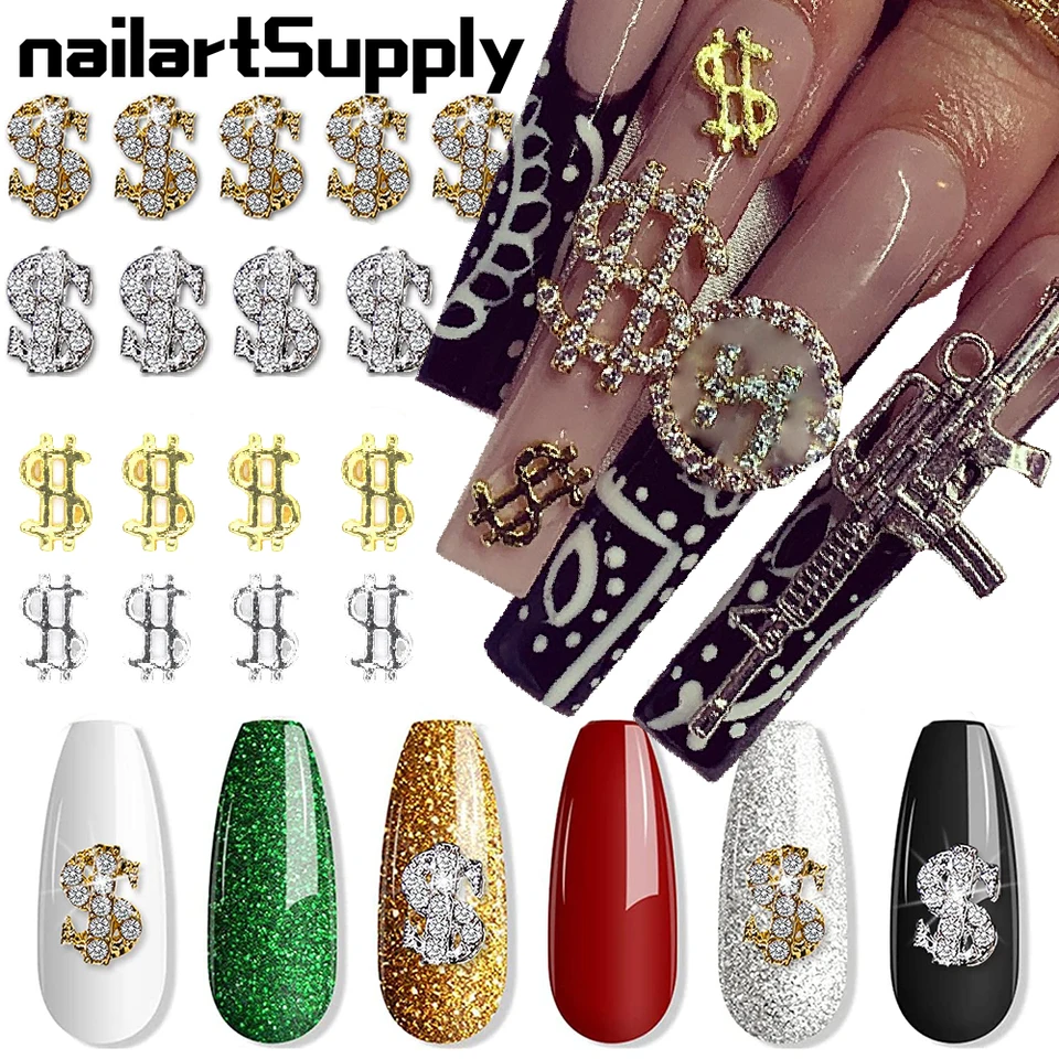 Dollar Nail Art Charms With Rhinestones,alloy Money Nail Art