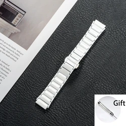 Premium 18mm Ceramic Watch Strap with Durable Metal Butterfly Buckle - Huawei 5 42mm (White - Tool 2)
