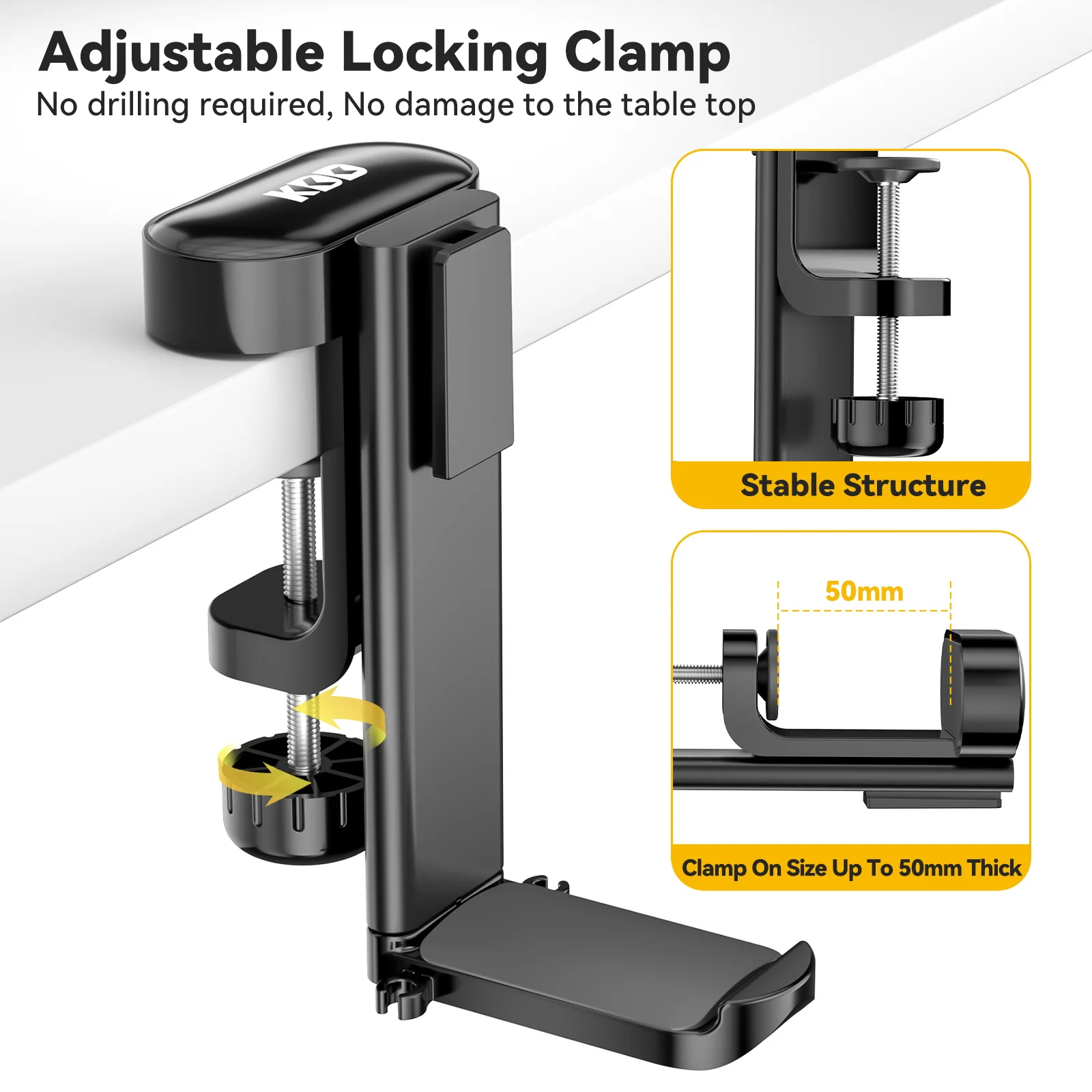 4 in 1 Desk Headphone Hanger Clamp on Under Desk Cup Holder Rotating Headphone Holder Detachable Pen Cup Holder Desk Storage