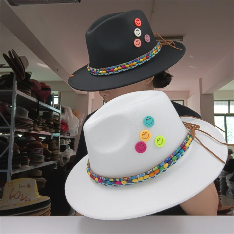 DIY fedora hat 30+ colors colorful accessories white felt hat men jazz flat  brim church hat ladies hat men шляпа женская - AliExpress