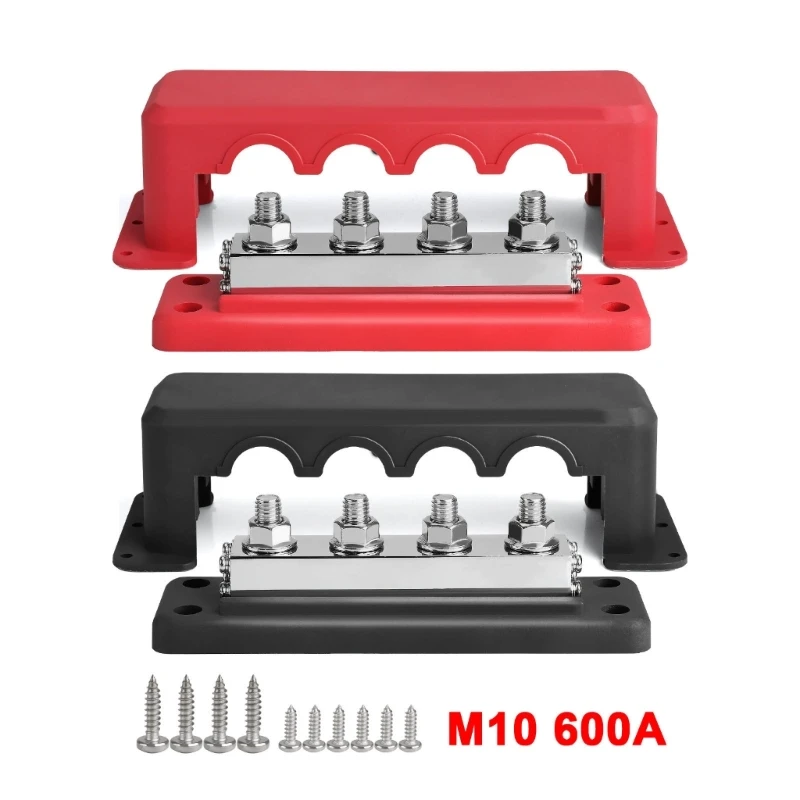 

4 Terminals Distribution Block Bus Bar 48V Busbar with Cover for Automobiles RVs Drop Shipping