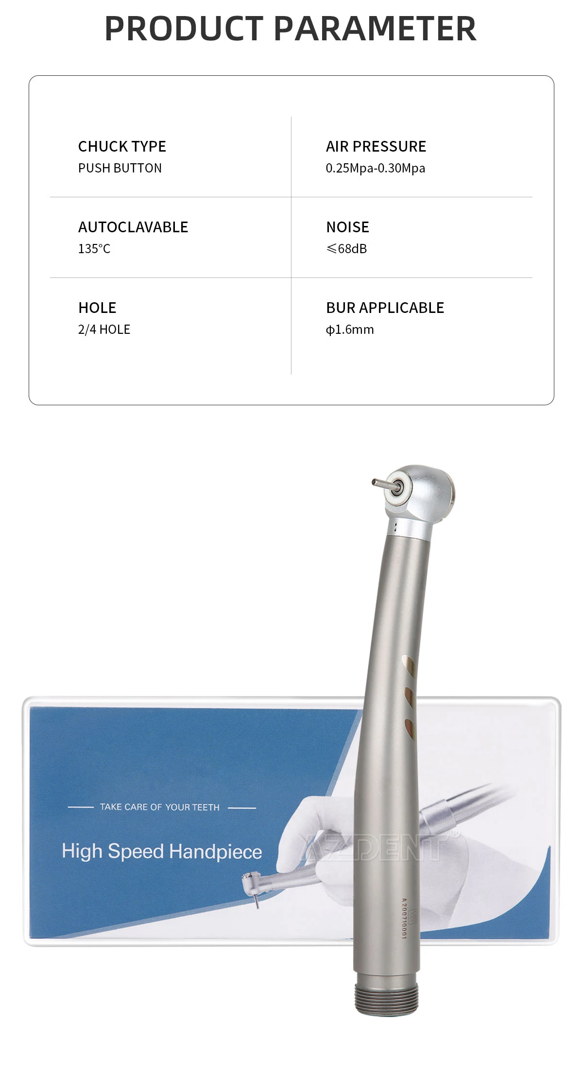Dental LED Hoch geschwindigkeit shand stück E-Generator Schatten loser Ring LED Handstück Standard Druckknopf Einzel Wassers pray Deantal Tool – Detail 6