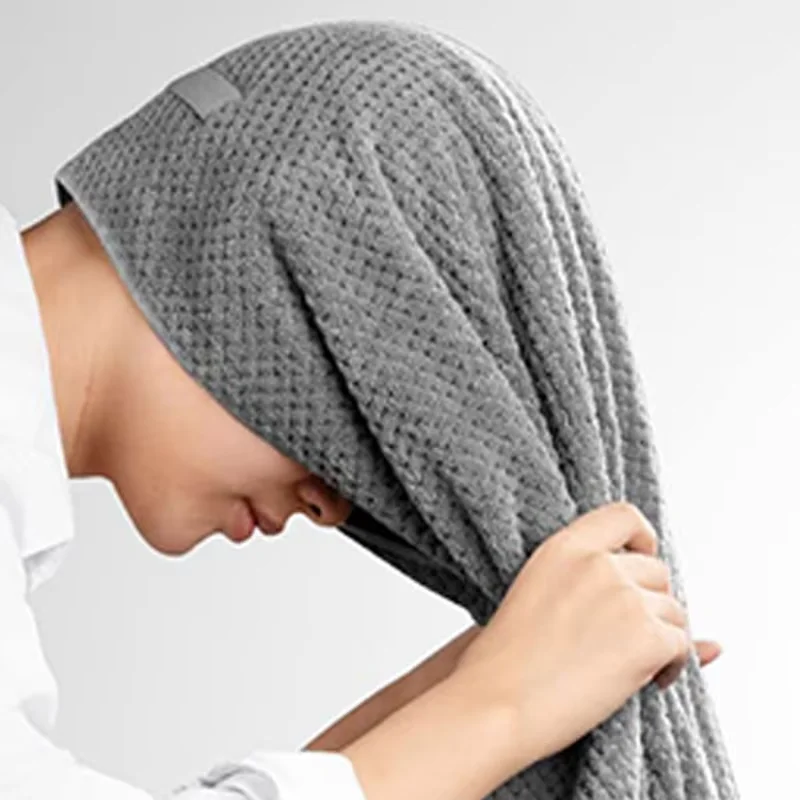 Ultra fine fiber long hair towel with elastic bands for women