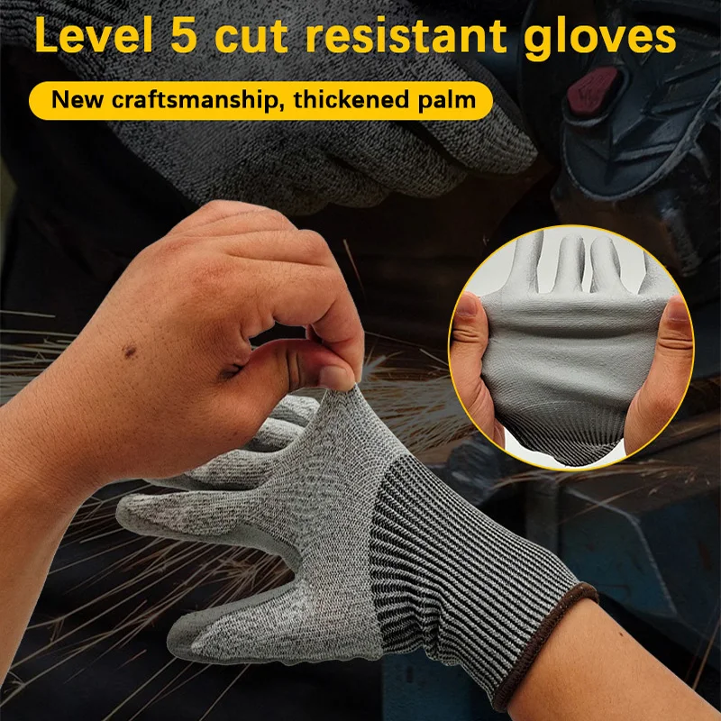 Cut-resistant work gloves anti-slip wear-resistant PU coated scratch-resistant anti cut gloves protective gloves