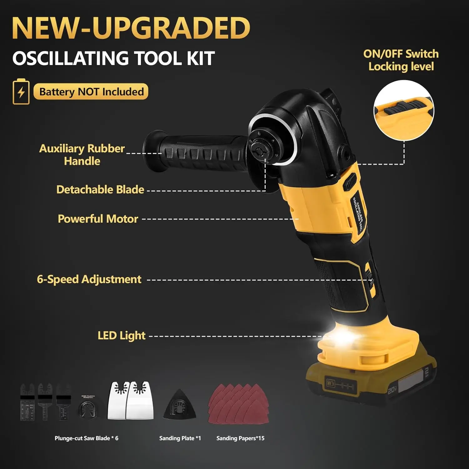 Brushless Oscillating Multi Tool Cordless Vibration Woodworking Powerl Tool Electric Trimmer Saw for De-Walt 20V Battery 3