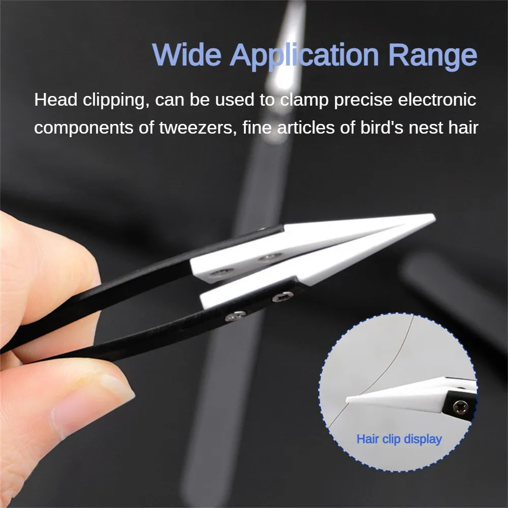 Ceramic Tweezers High Temperature Resistance Insulation Cozy Detailed Precision Parts Tools Black Tweezers Comfortable Grip