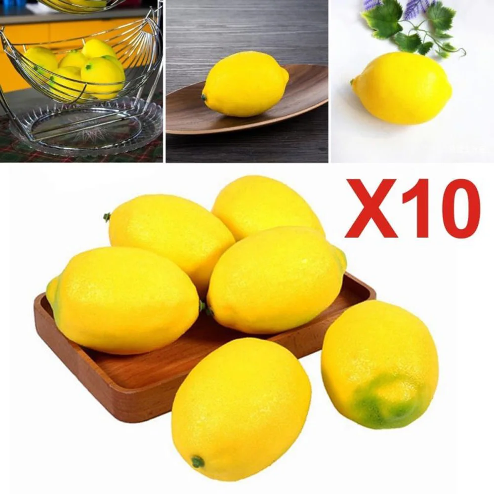 

10pcs Artificial Fake Lemons Realistic Faux Simulation Fruits Photography Props For Wedding Christmas Home Kitchen Table Decor